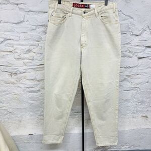 Vintage Levis Silvertab Loose Cream Denim Jeans 90's USA 34x32 Skater Distressed